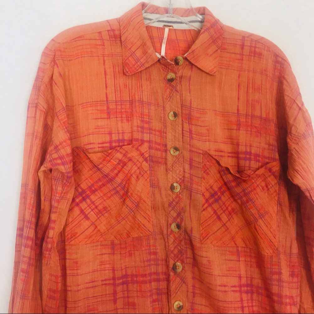Free People Shore Vibes Button Down Shirt Plaid S - Picture 4 of 8